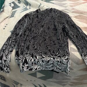 Chic Black and Gray Women's Long Sleeve Top